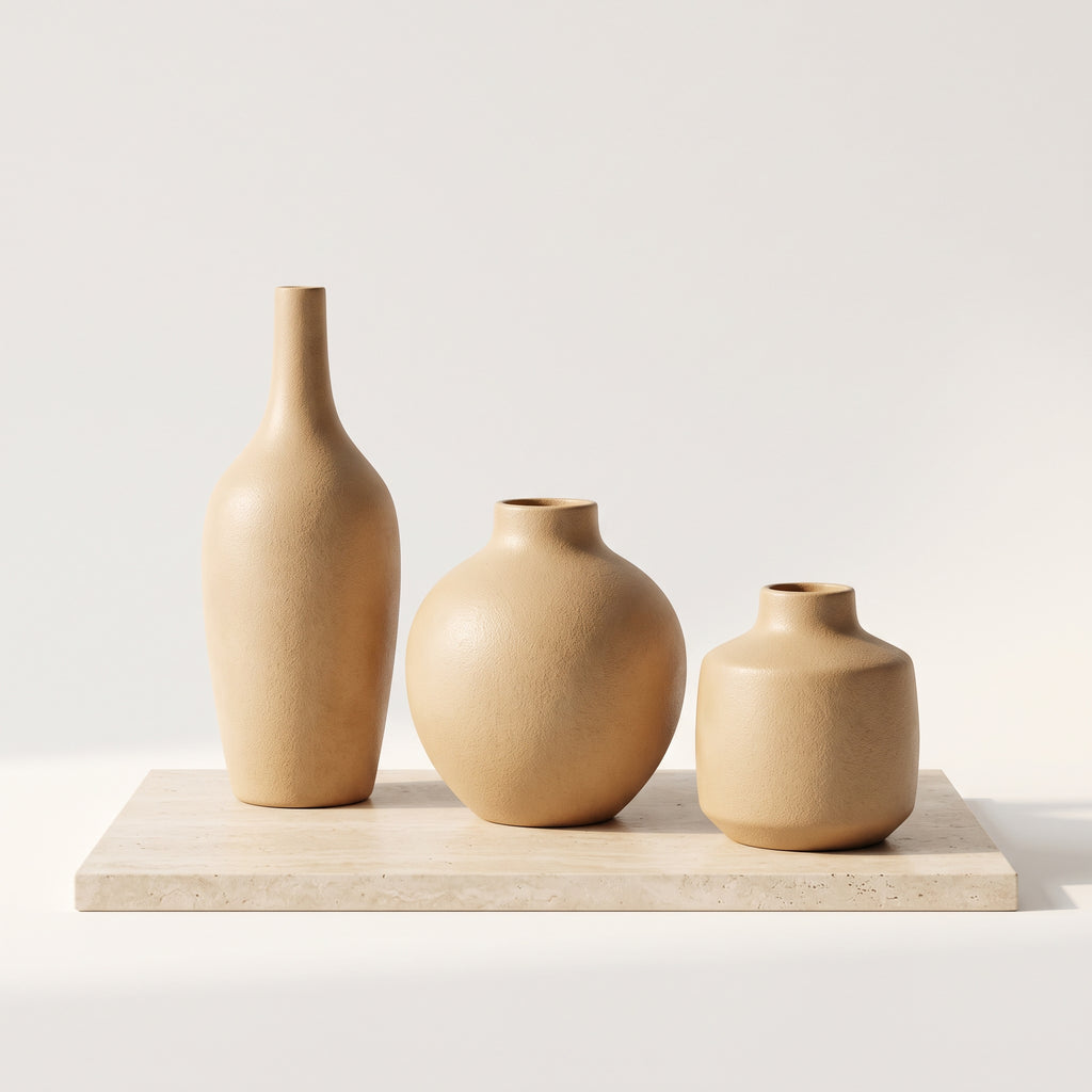 Minimalist Matte Ceramic Vase Set | Modern Small Decor Vases for Dried & Fresh Flowers, Home Table Decor