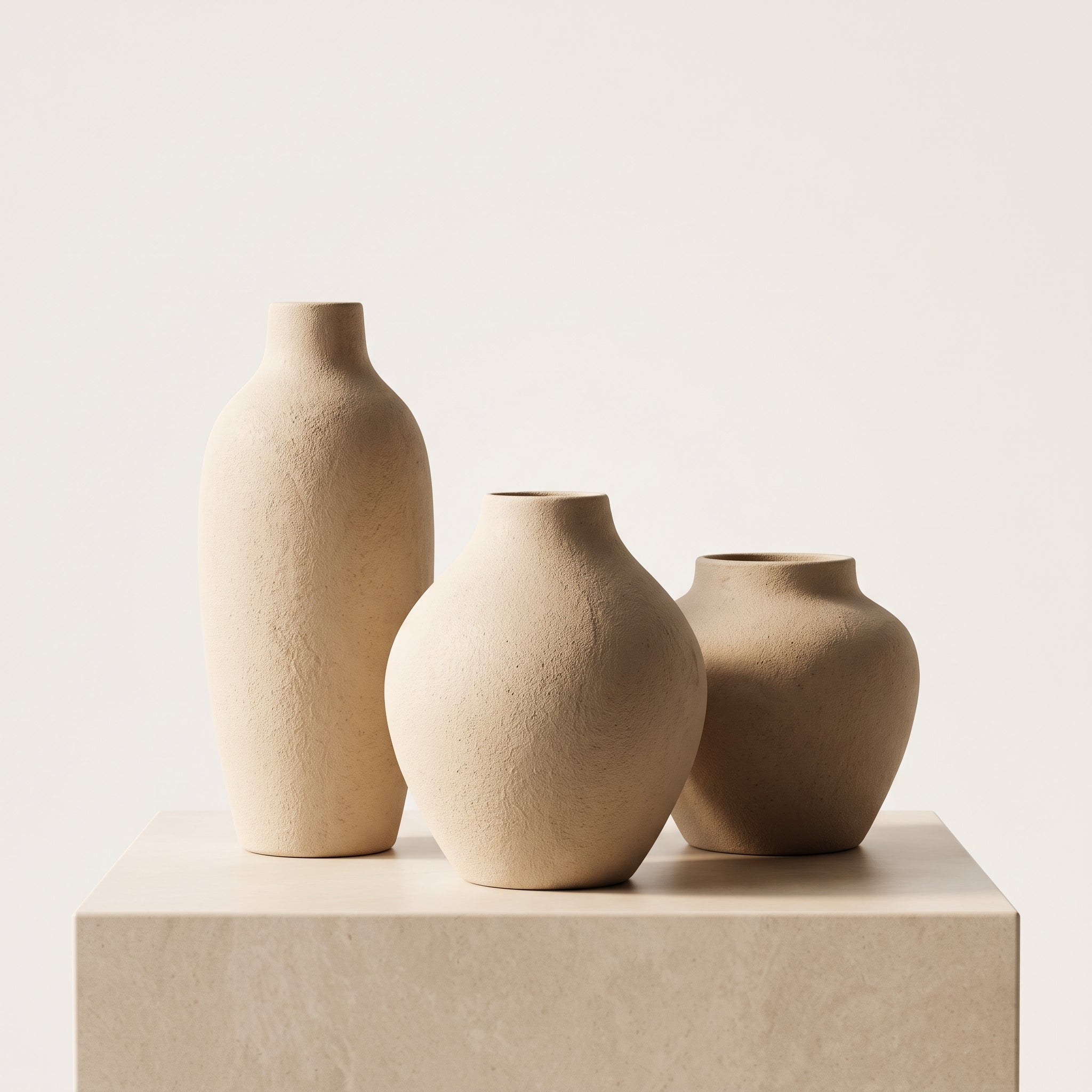 Minimalist Matte Ceramic Vase Set | Modern Small Decor Vases for Dried & Fresh Flowers, Home Table Decor