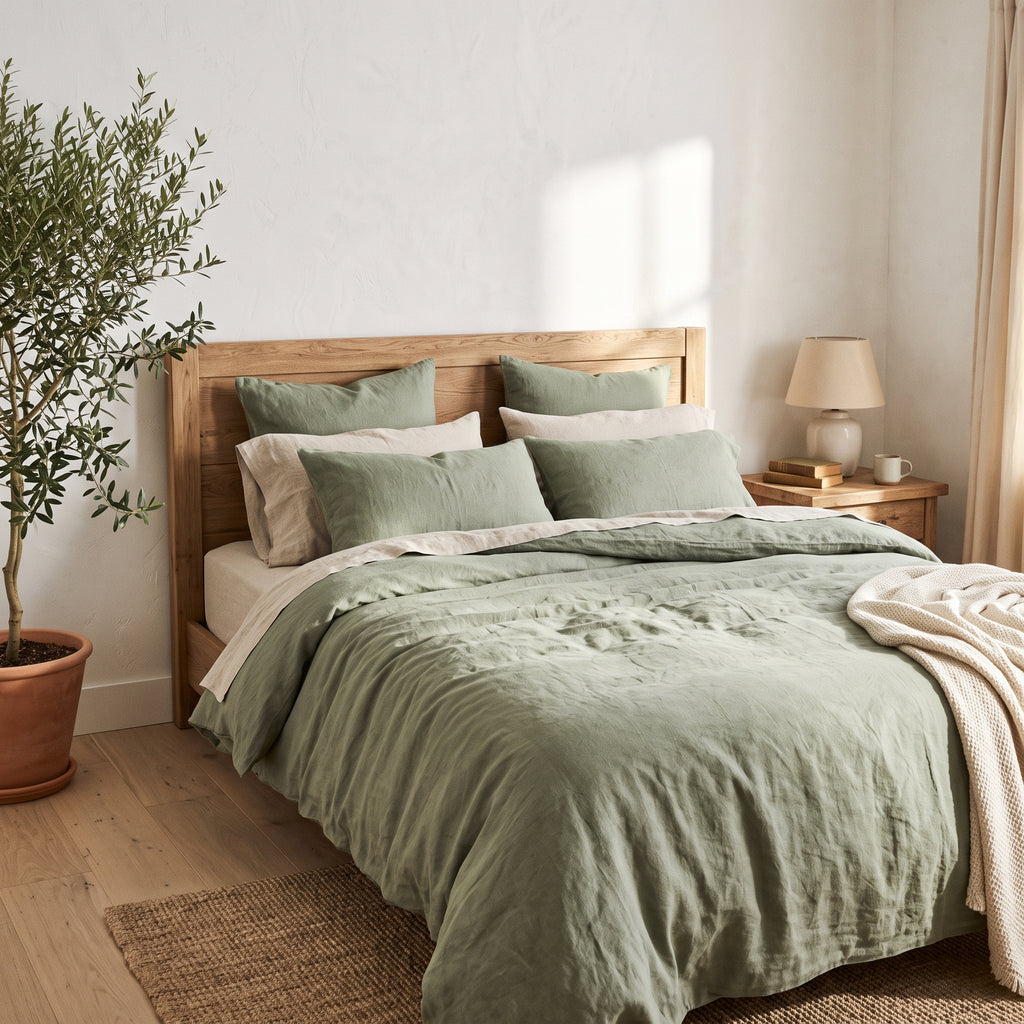 100% Pure Premium Linen Bedding Set | Stone Washed Soft Flax Duvet Cover & Pillowcase Bed Linens