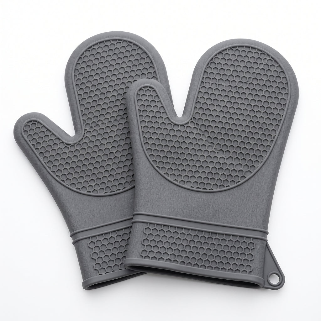 Food Grade Silicone Heat Resistant Oven Mitts | Non-Slip Waterproof Kitchen Potholders for Cooking, Grilling & Baking