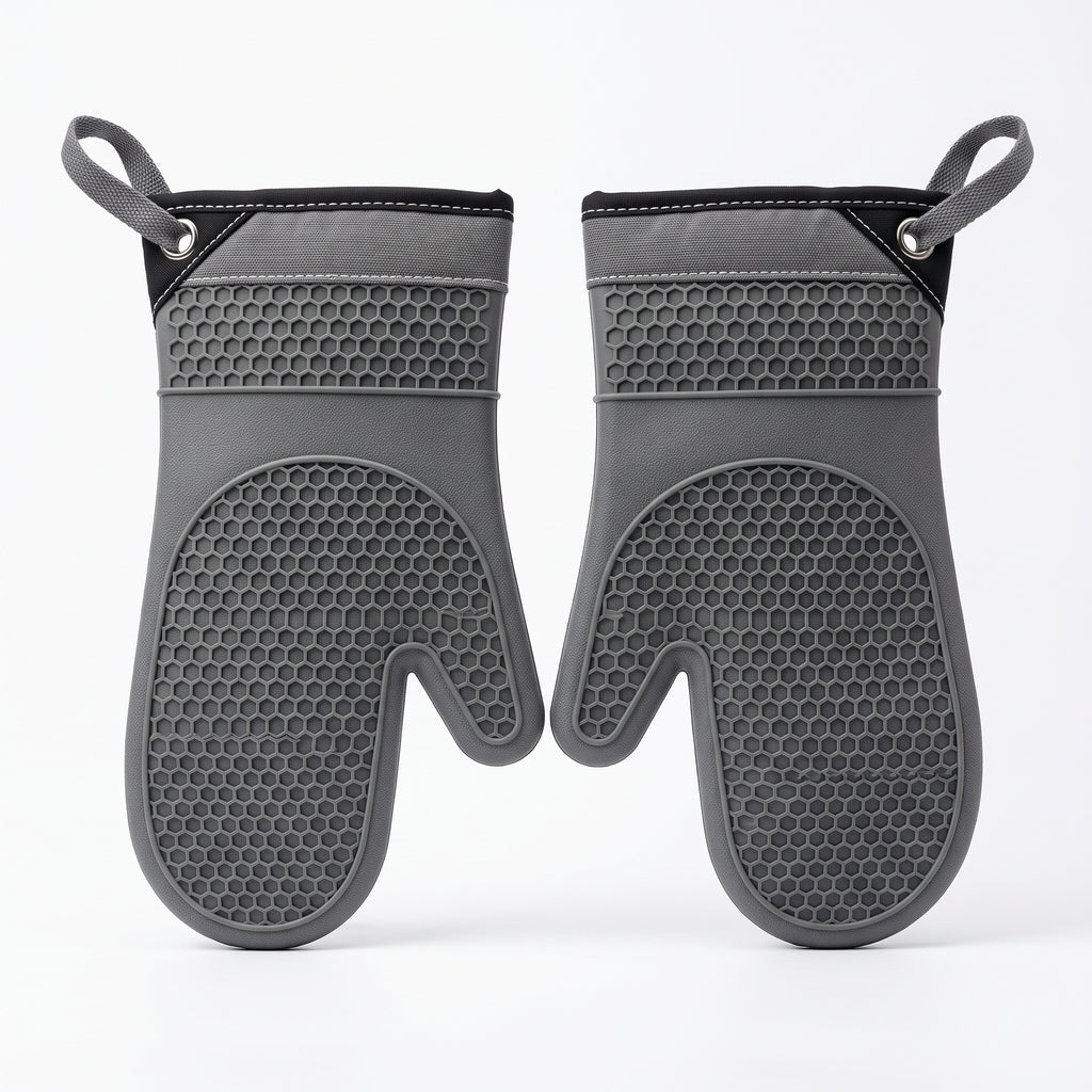 Food Grade Silicone Heat Resistant Oven Mitts | Non-Slip Waterproof Kitchen Potholders for Cooking, Grilling & Baking